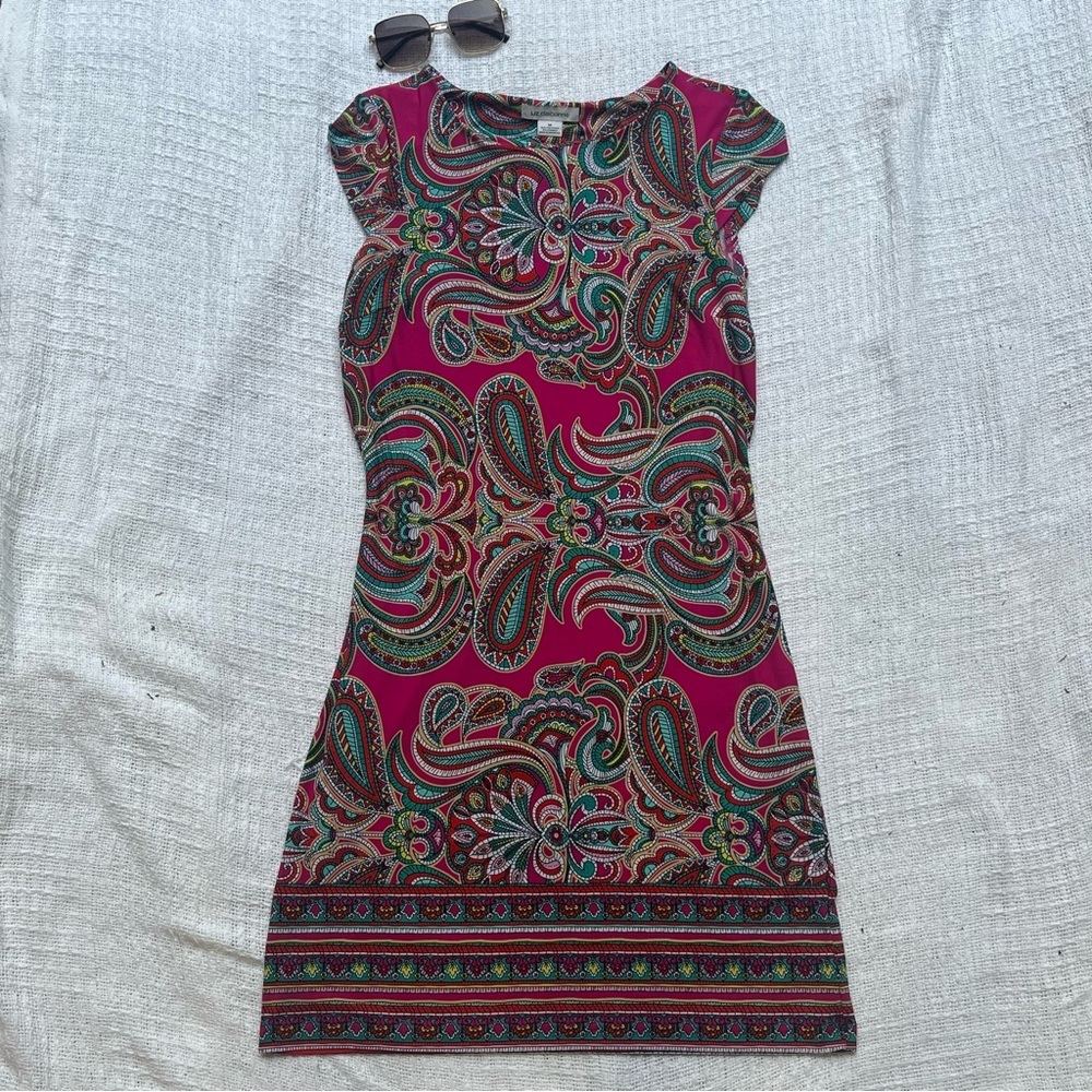 Liz Claiborne pink pattern dress size medium